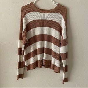 Tan and white striped sweater